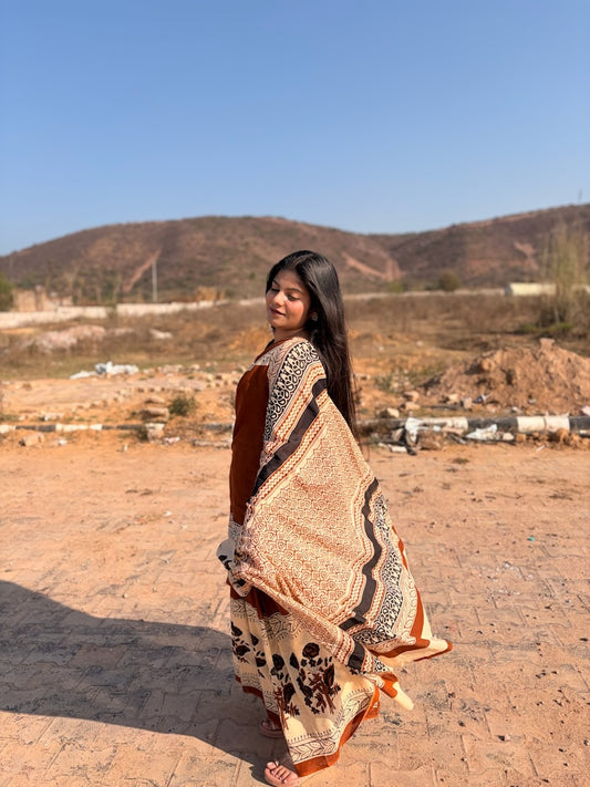 Gul Maati - Hand Block Printed Cotton Saree