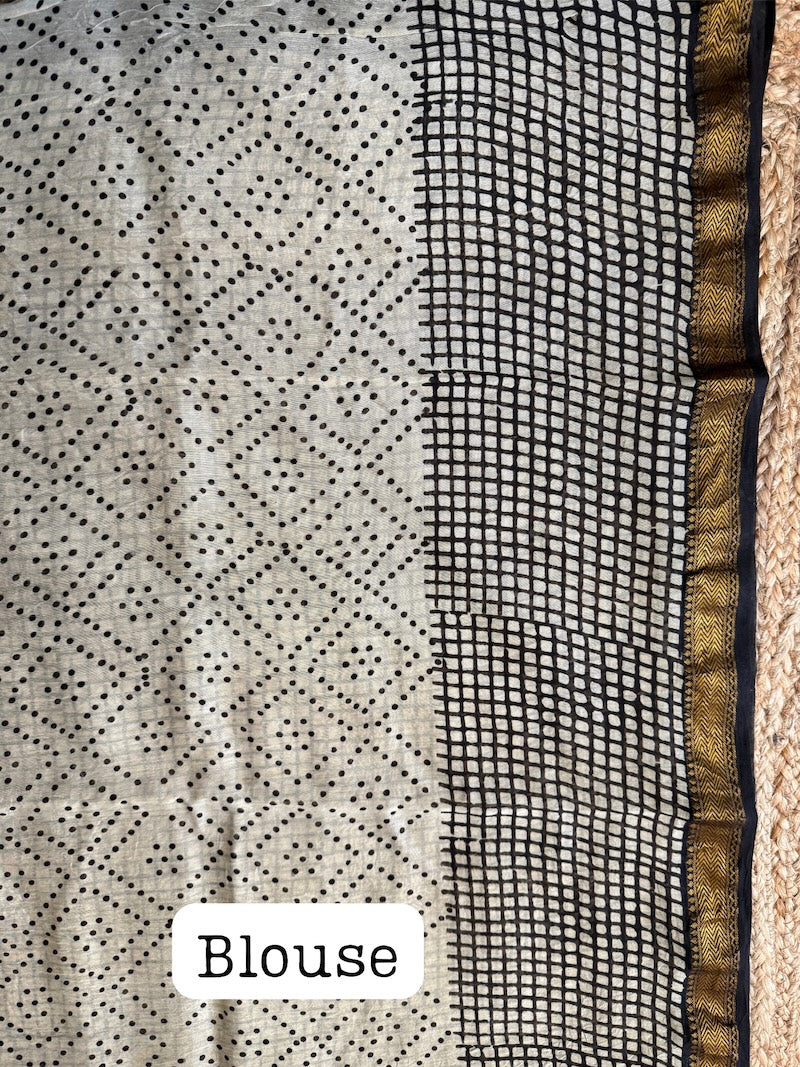 Bagru Kala - Maheshwari Cotton Silk Saree