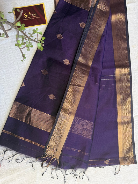 Midnight Royale - Pure Maheshwari Handloom Saree