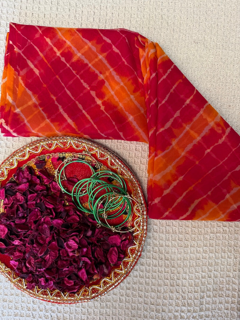 Saffron & Rose Georgette Leheriya Saree