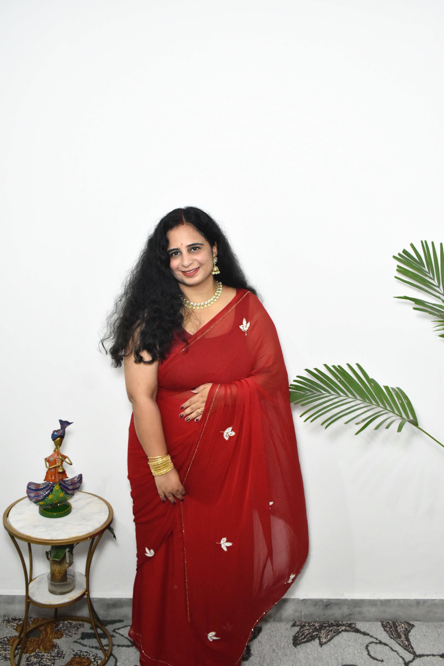 Crimson Rituals – Hand-Butti Chiffon Collection