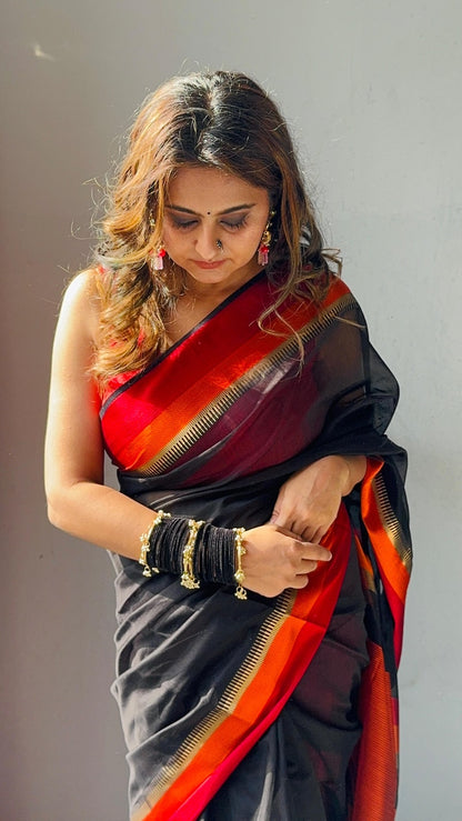 Agnika - Handloom Maheshwari Cotton Silk Saree