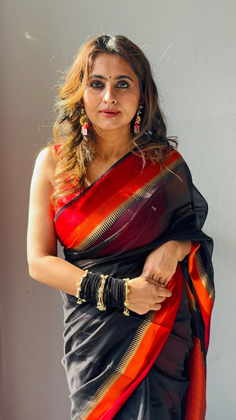 Agnika - Handloom Maheshwari Cotton Silk Saree