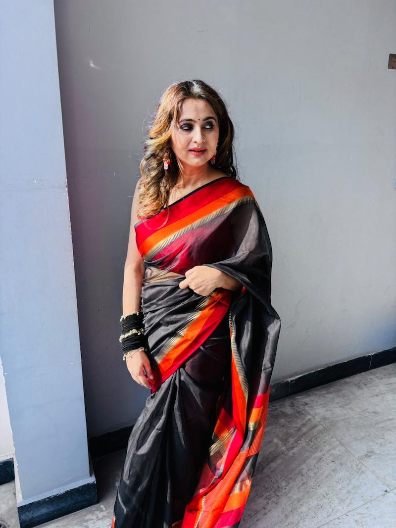 Agnika - Handloom Maheshwari Cotton Silk Saree