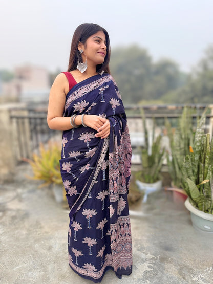 Ajrakh Aura Mul Cotton Saree