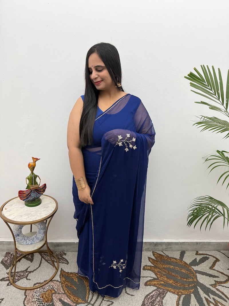 Chiffon Handwork Saree-4