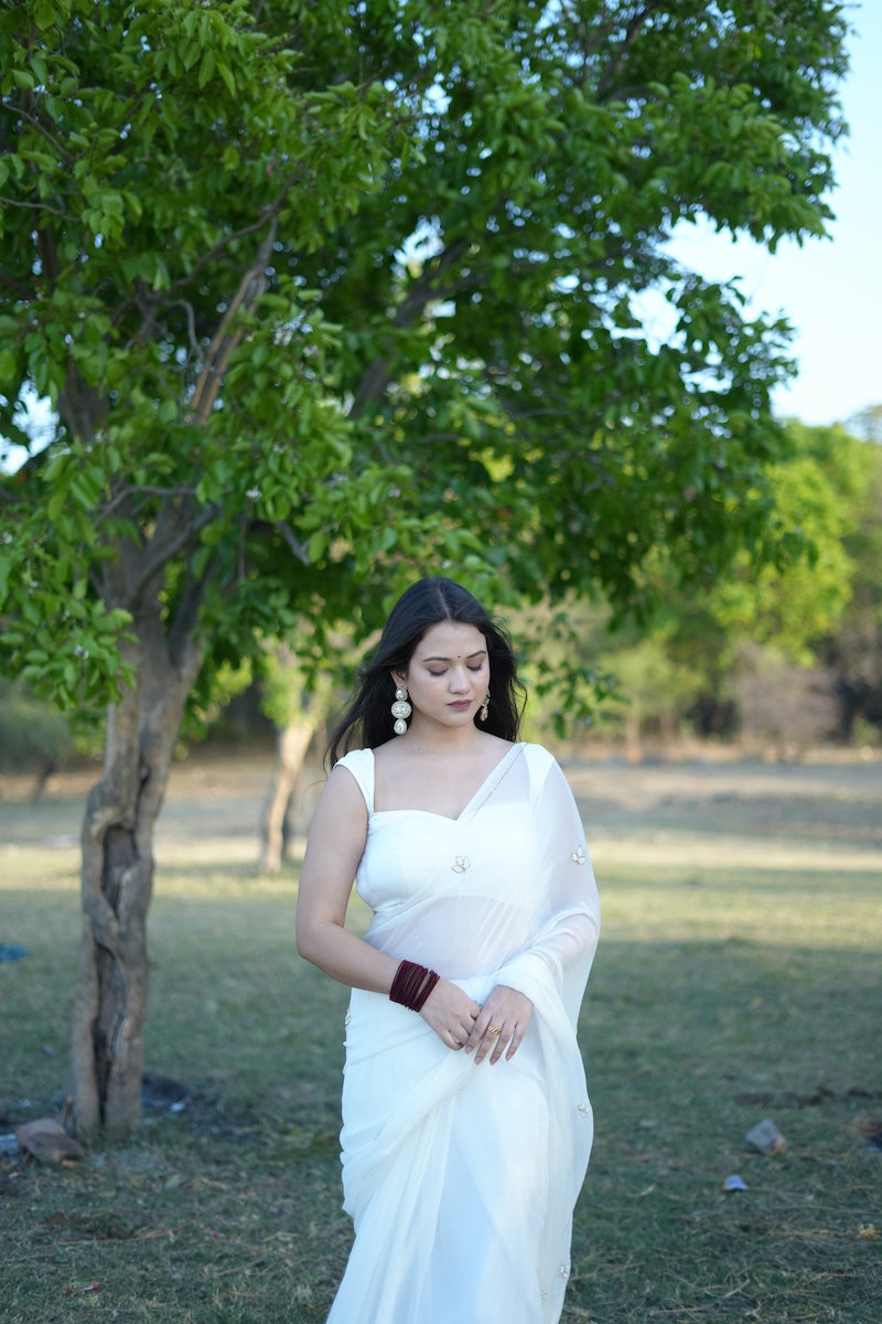 Chand ka tukda - chiffon handwork saree