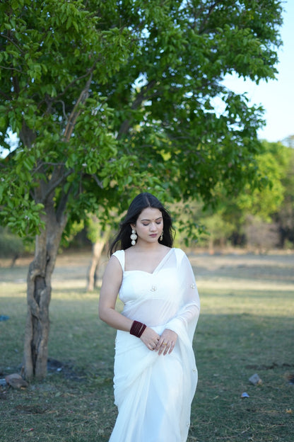 Chand ka tukda - chiffon handwork saree