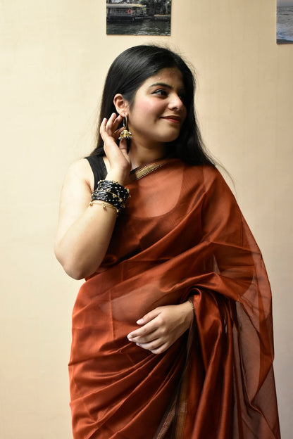 Copper Noor Maheshwari Handloom Saree