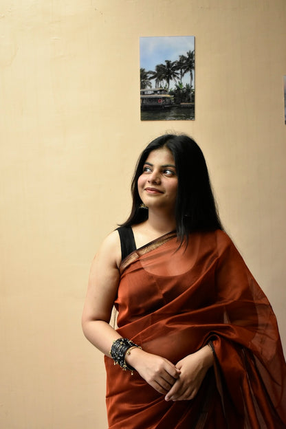 Copper Noor Maheshwari Handloom Saree