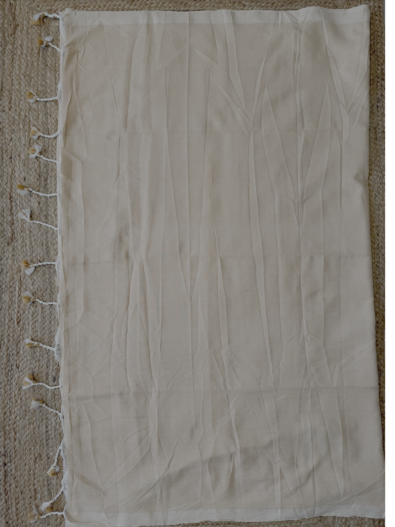 Earthen Khadi Weave Saree - Pure Khadi Cotton Saree with Mul Cotton Blouse Piece