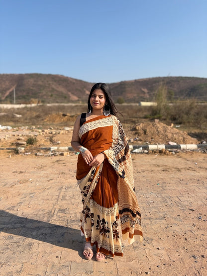 Gul Maati - Hand Block Printed Cotton Saree