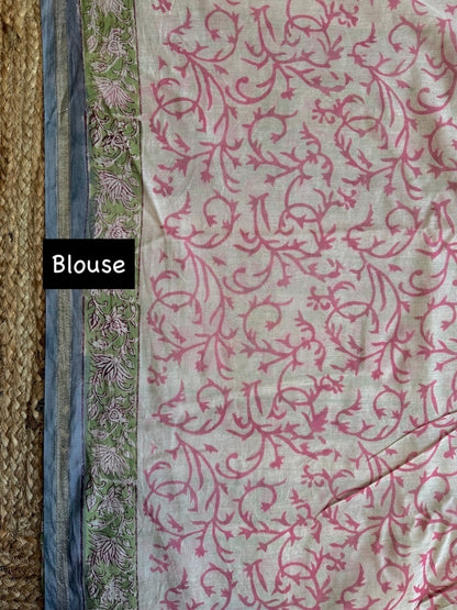 Gulaabi Sanjh - hand block printed chanderi silk saree