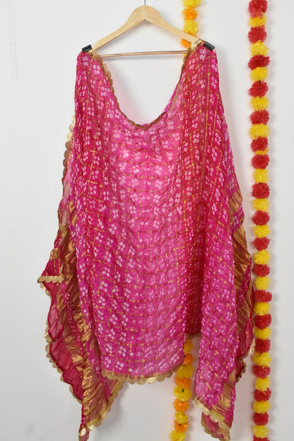 Rang Rani Bandhej Suit | Gotta Patti Unstitched Set