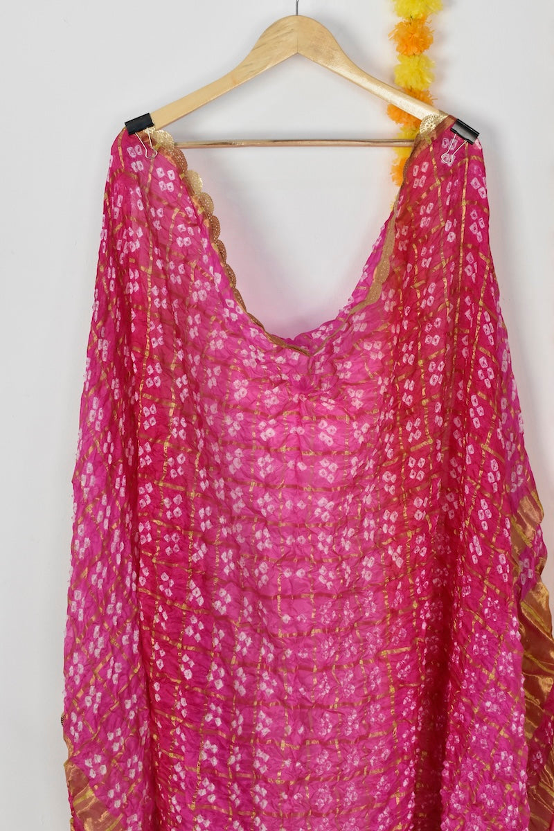 Rang Rani Bandhej Suit | Gotta Patti Unstitched Set