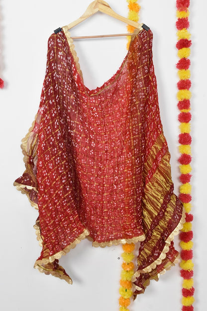 Rang Rani Bandhej Suit | Gotta Patti Unstitched Set