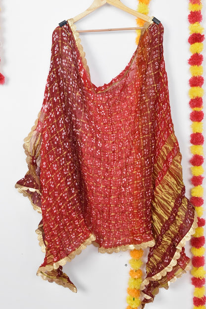 Rang Rani Bandhej Suit | Gotta Patti Unstitched Set
