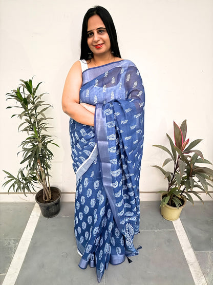 Indigo Sutra - Cotton Linen Saree