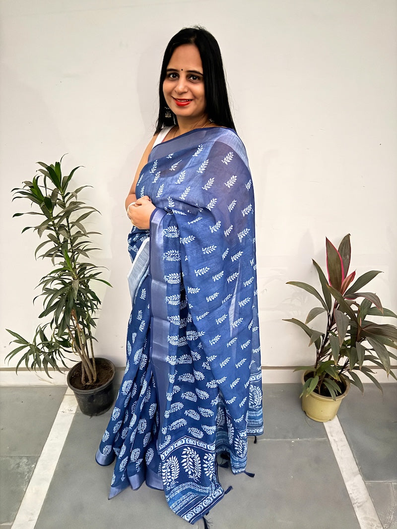 Indigo Sutra - Cotton Linen Saree-2