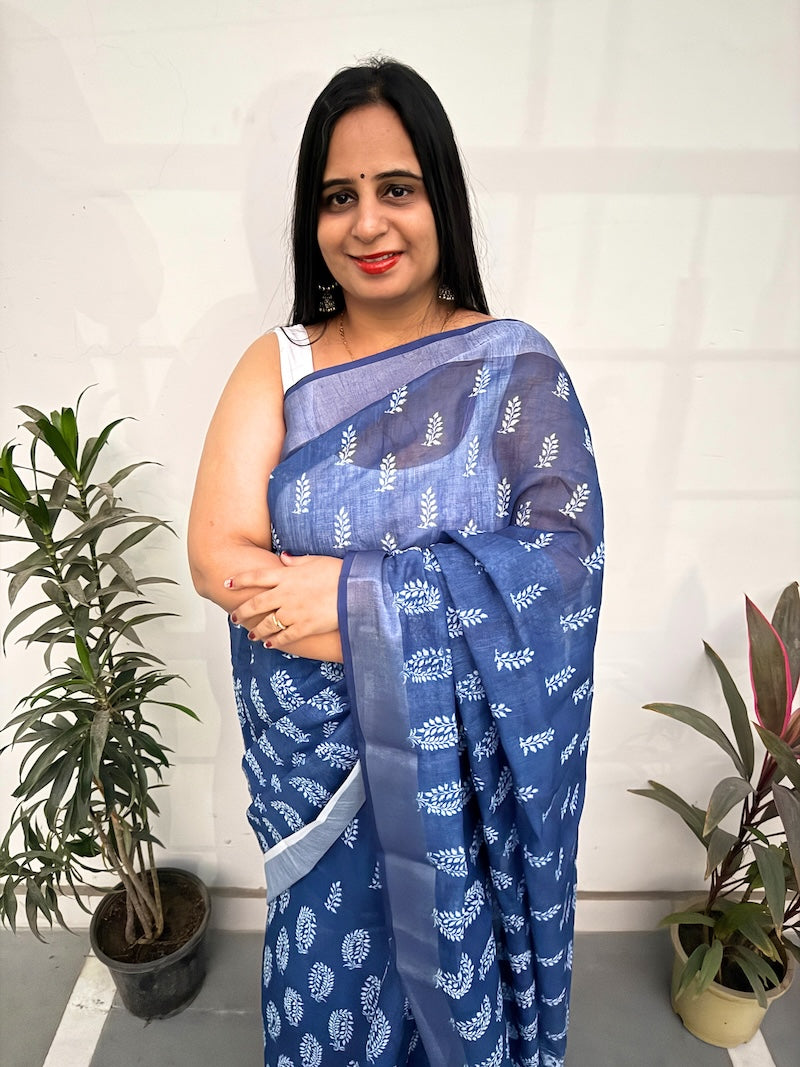 Indigo Sutra - Cotton Linen Saree-3