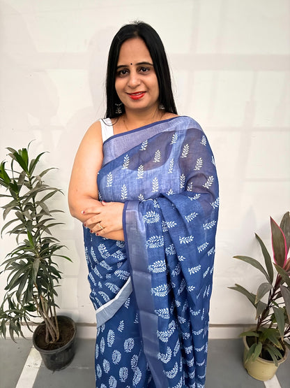 Indigo Sutra - Cotton Linen Saree-3