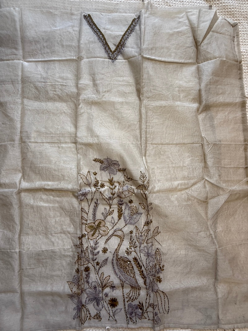 Parinda Bagh Light Beige Kota Silk Suit Set | Sariverse