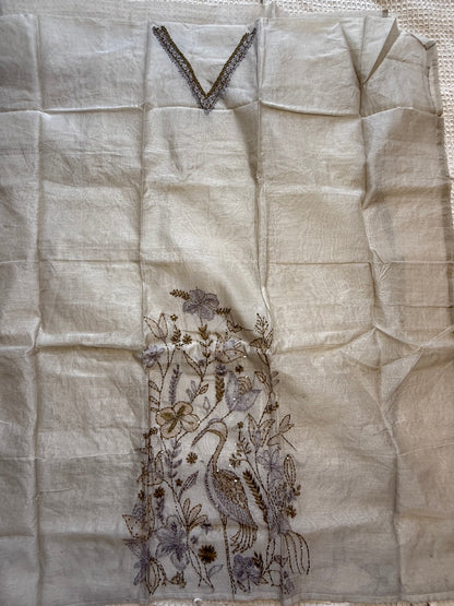 Parinda Bagh Light Beige Kota Silk Suit Set | Sariverse