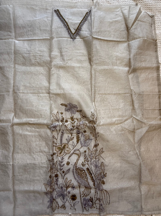Parinda Bagh Light Beige Kota Silk Suit Set | Sariverse