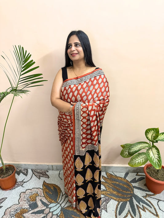 Bagru-Modal-Silk-Saree