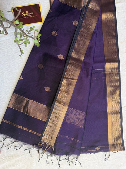 Midnight Royale - Pure Maheshwari Handloom Saree