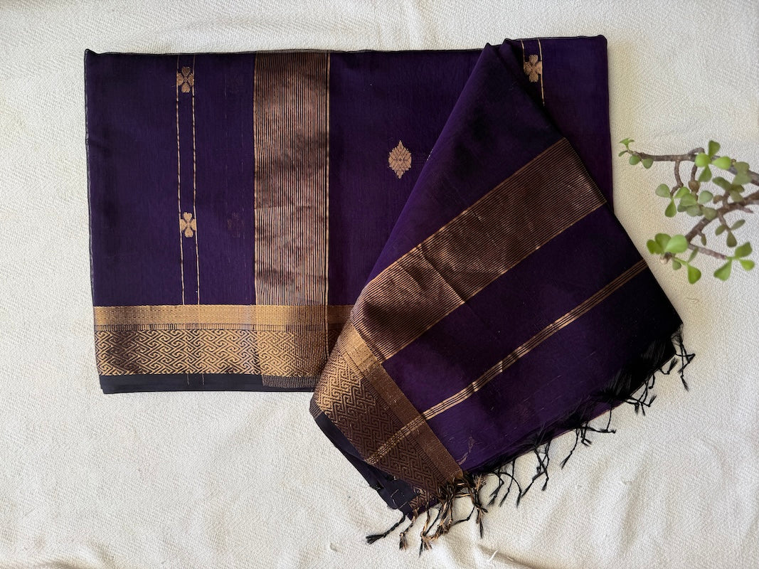 Midnight Royale - Pure Maheshwari Handloom Saree