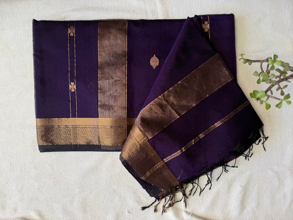 Midnight Royale - Pure Maheshwari Handloom Saree