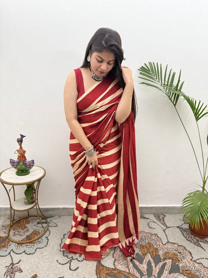 Ajrakh Modal Silk Saree