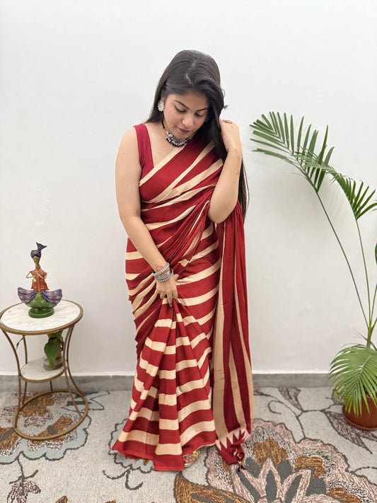 Ajrakh Modal Silk Saree