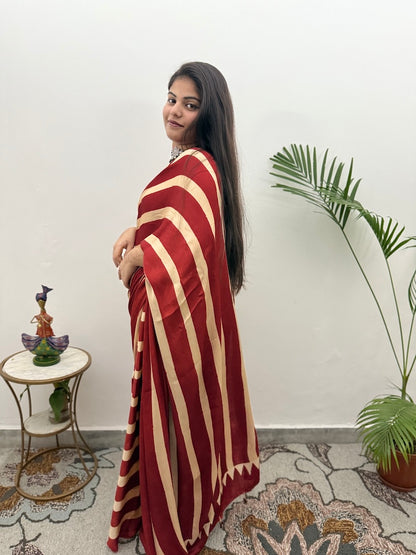 Ajrakh Modal Silk Saree-1