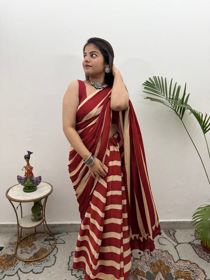 Ajrakh Modal Silk Saree-3