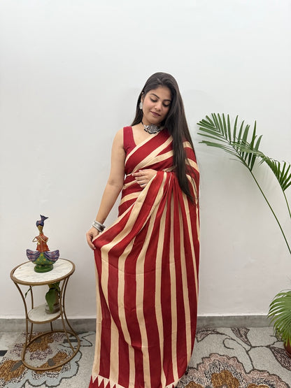 Ajrakh Modal Silk Saree-4