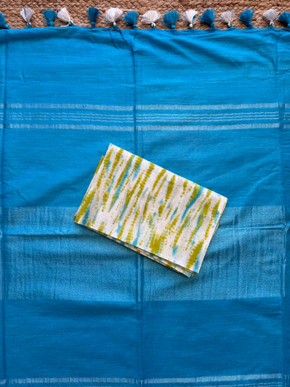 Neel Dhara – Cotton Linen Saree with Printed Blouse