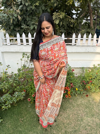 Pankhuri - Hand Block Printed Chanderi Cotton Saree