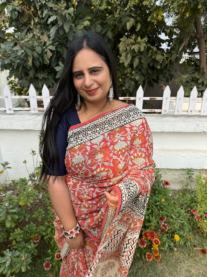 Pankhuri - Hand Block Printed Chanderi Cotton Saree