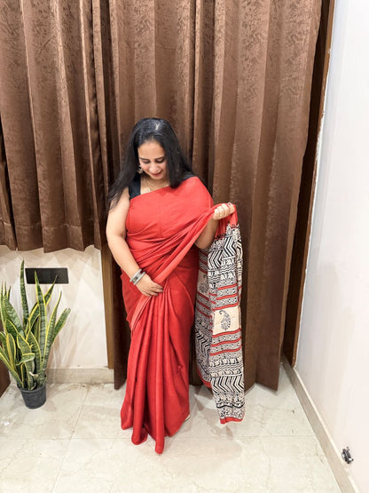 Red Modal Silk Saree