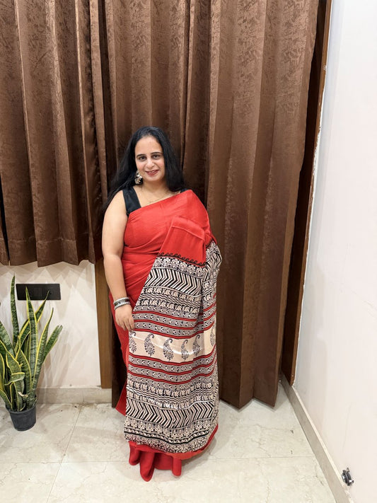 Red Modal Silk Saree-1