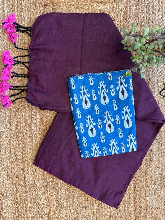 Royal Plum Khadi Cotton Saree