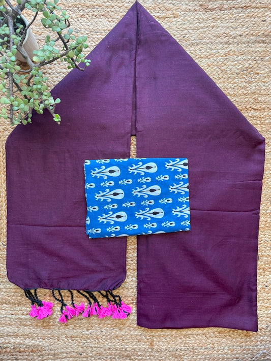 Royal Plum Khadi Cotton Saree