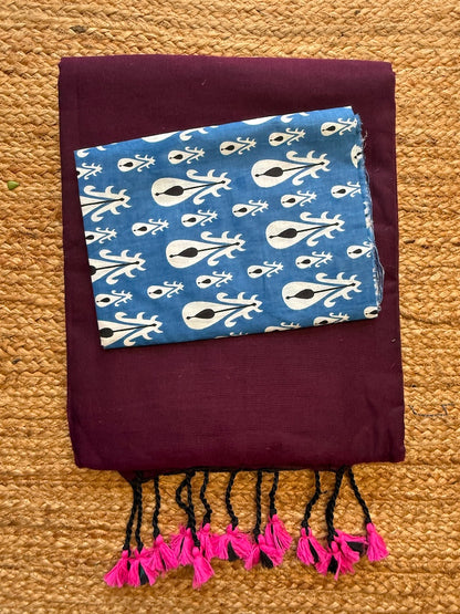 Royal Plum Khadi Cotton Saree
