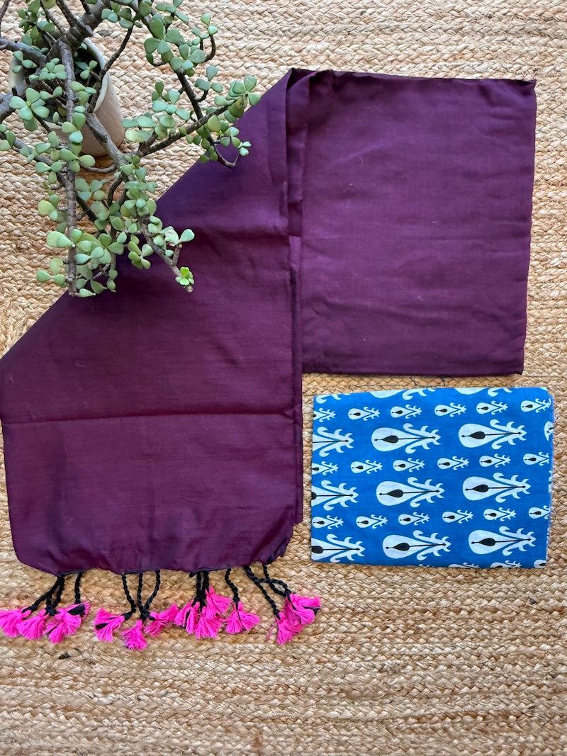 Royal Plum Khadi Cotton Saree