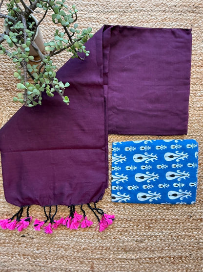 Royal Plum Khadi Cotton Saree