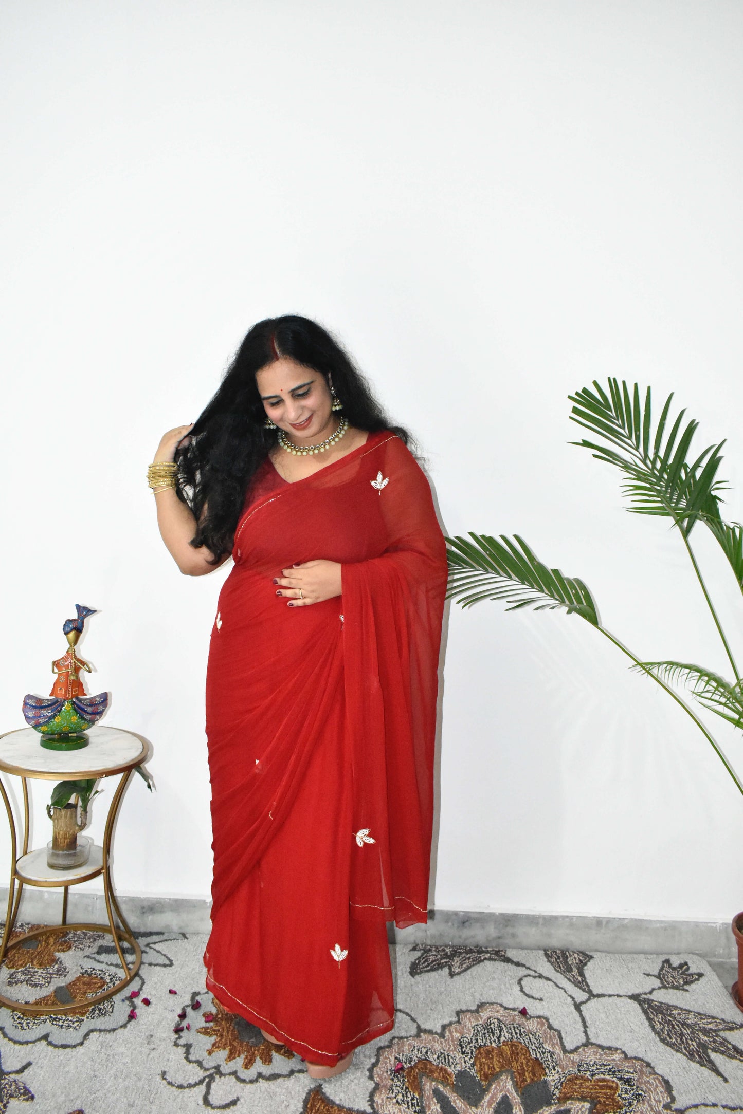 Crimson Rituals – Hand-Butti Chiffon Collection