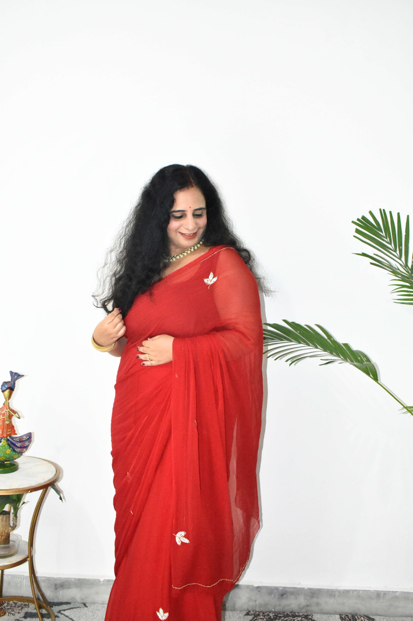 Crimson Rituals – Hand-Butti Chiffon Collection